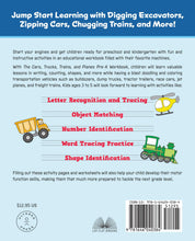 The Cars, Trucks, Trains, and Planes Pre-K Workbook - Back Cover